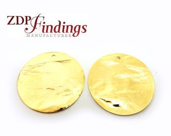 ZDP USA 6pcs Discs 30mm Brushed Hammered plated Charms with Hole, Choose your Finish (9302HBV)