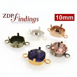 ZDP- USA (10pcs) x Square 10mm Bezel Cup Connector Fit European 4470 Crystal, Choose your Finish (SQ10LV)