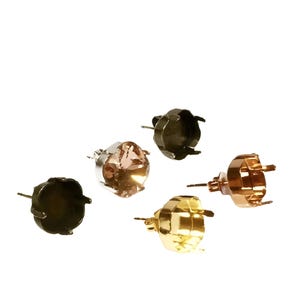 ZDP- USA (10pcs) Square 10mm Bezel Cup Post Stud Earring Setting Fit European 4470 Crystal, Choose Your Finish (POSQ10V)