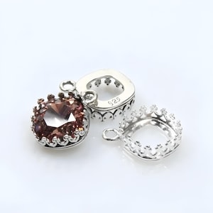 ZDP USA (4pcs) x Square 10mm Base Bezel 925 Sterling Silver fit Swarovski 4470 Tray for Pendant or Earring DIY (9481SH)