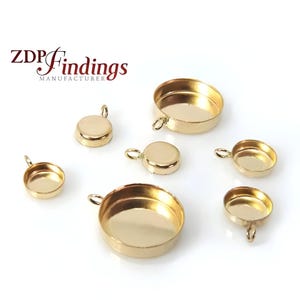 ZDP USA 4pcs x 14k Gold Filled Round Bezel Cup Tray Pendant Setting, Choose Your Size (RDX1VGF)