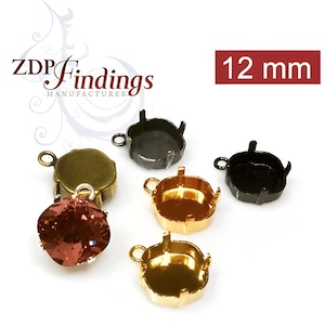 ZDP- USA (10pcs) x 12mm Square W/ 1 Loop Bezel Cup Tray For Setting fit European 4470, Choose your Finish (SQ1211PV)