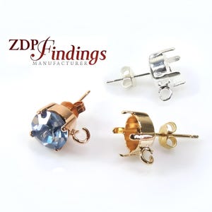 10pcs X Round 39ss Earrings Base Post With Loop for