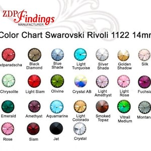 ZDP USA- 4pcs European Crystals 14mm , Multi Colors1122 Rivoli Cut, Round Crystal  ( S112214RDV)
