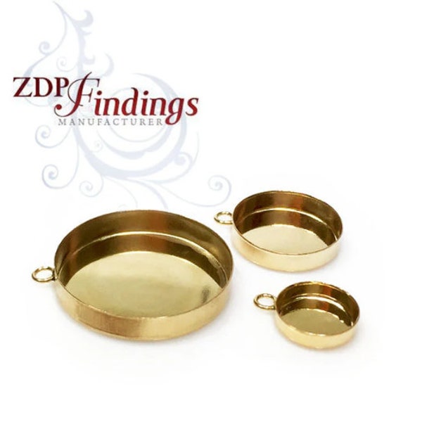 ZDP USA 1pc x Round 25mm Bezel Cups with Loop 14k Gold Filled (RD251GF)