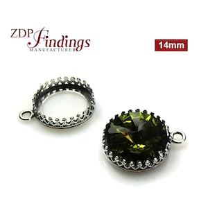 ZDP USA (4pcs ) Round 14mm Solid Sterling Silver 925 Bezel Cup Setting ,Fit Swarovski Rivoli 1122 Findings MANUFACTURER  (8089SV)