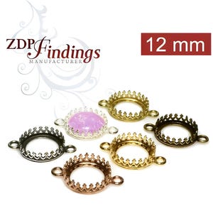 ZDP USA (6pcs ) Round 12mm Quality Solid Brass Bezel Cup Setting ,Fit Swarovski Rivoli 1122 Findings MANUFACTURER  (8833V)