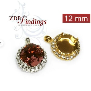 ZDP USA (4pcs )   Square 12mm Bezel Pendant For Setting w/ Crystal Rhinestone fit European 4470, Choose your Finish (SQ12PCRYV)