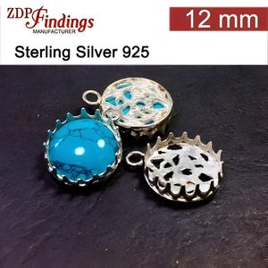 4pcs x Quality Cast 12mm Sterling Silver 925 Filigree Round Bezel Cup for Settings Flat Back Cabochon (2500390SH) ZDP USA