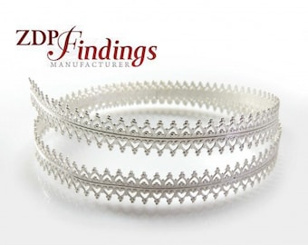 ZDP-USA-(1 foot 30.5cm) x7mm Width. Sterling Silver 935  Decorative Gallery Bezel Wire Strip for Jewelry Making  C000154