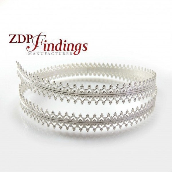 ZDP-USA-(1 foot 30.5cm) x7mm Width. Sterling Silver 935 (Not mistake) Decorative Gallery Bezel Wire Strip for Jewelry Making  C000154