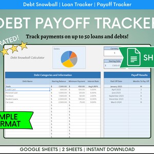 Debt Snowball Calculator Google Sheets, Debt Free Planner, Loan Payoff Tracker, Debt Snowball Spreadsheet, Debt Payoff Financial Planner
