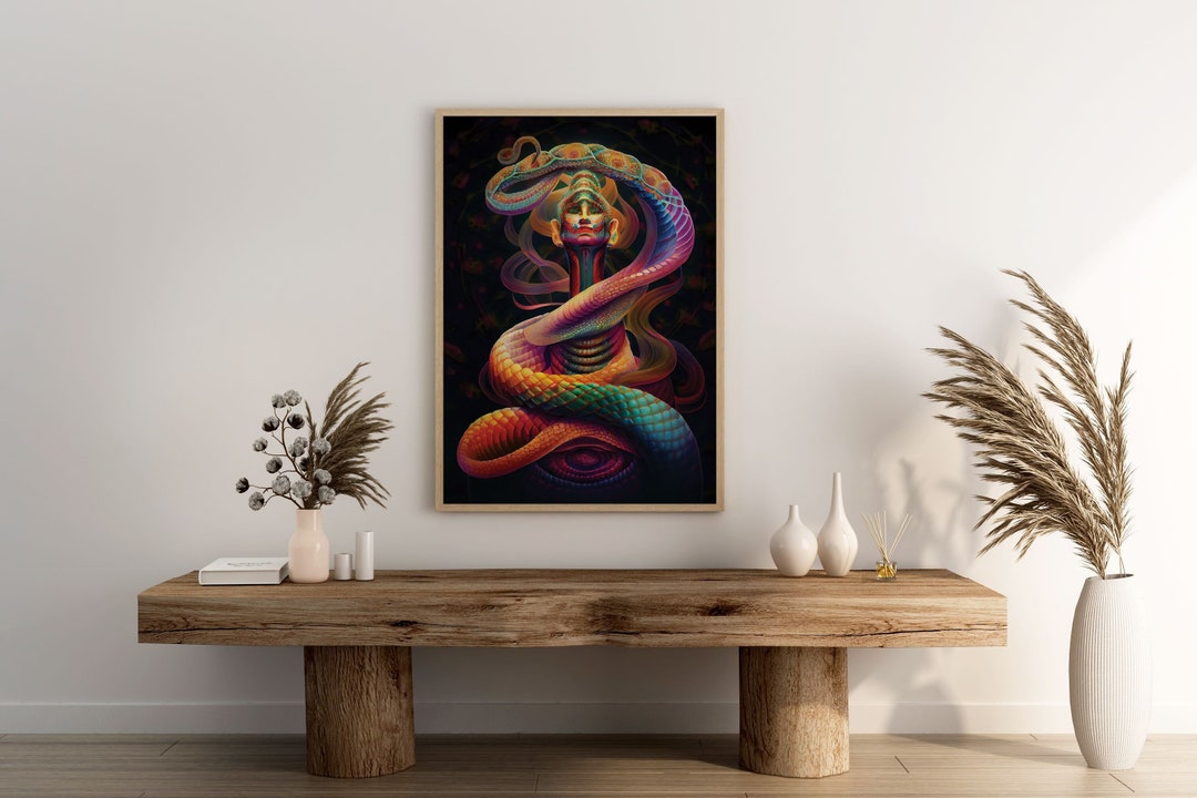 Snake Woman Visionary Art Painting Vibrant Colors Etsy