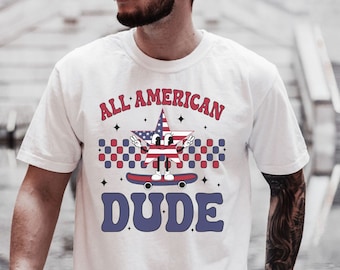 All American Dude PNG| 4th of July Boy Png| Patriotic Svg| Vintage American Png| Retro 4th July Shirt| Svg Files for Cricut