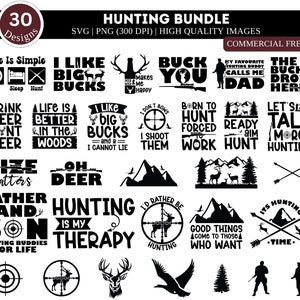 Caccia SVG PNG Bundle/ Caccia al cervo Svg/ Cervo Svg/ Caccia all'anatra Svg/ Caccia commerciale/ Antlers Cricut/ Caccia Aim Svg/ Caccia Vita Png