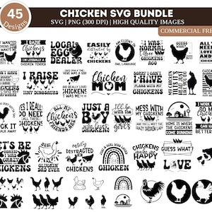 Ensemble poulet SVG PNG | Svg poulet | Svg maman poulet | Svg amateur de poulet | Svg drôle de poulet | Vendeur d'oeufs local Svg | Famille poulet Svg