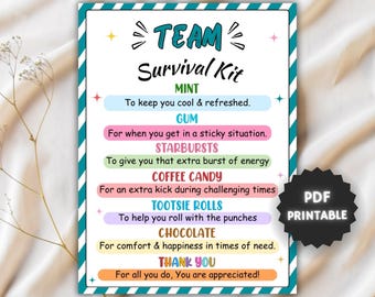 Editable Team Survival Kit Gift Tag Printable, Employee Welcome Gift Survival Kit, Staff Welcome Gift, HR Team Gift, Volunteer Welcome Gift