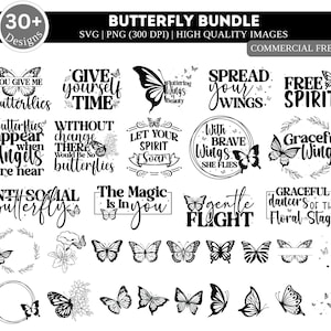 Schmetterling Zitate SVG PNG Bundle | Schmetterlinge svg | Schmetterlingsschwarm | Schmetterlingsschicht | Monarchfalter| Schmetterling Clipart | Geteiltes Monogramm