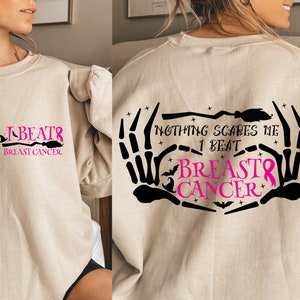 Cancer Halloween Svg| Free Mockup Included| Gift For Breast Cancer Survivor| Skeleton Svg| Autumn Shirt Svg| Spooky Season Svg|