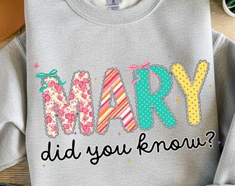 Preppy Mary Did You Know Png, Kokietka Chrześcijańskie Boże Narodzenie png, Werset Biblijny Png, Święta Png, Projekt Sublimacji na Koszulce Chrześcijańskiej z Jezusem