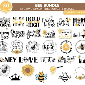 Lot d'abeilles SVG avec inscription manuscrite | Svg genre abeille | Svg heureux abeille | Type d'abeille Svg | Paroles d'abeilles svg | Citation d'abeille svg | Couronne d'abeilles svg png clipart
