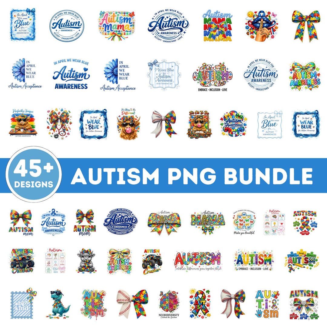 Autism Awareness PNG Bundle, Puzzle Png, Autism Coquette Bow Png ...