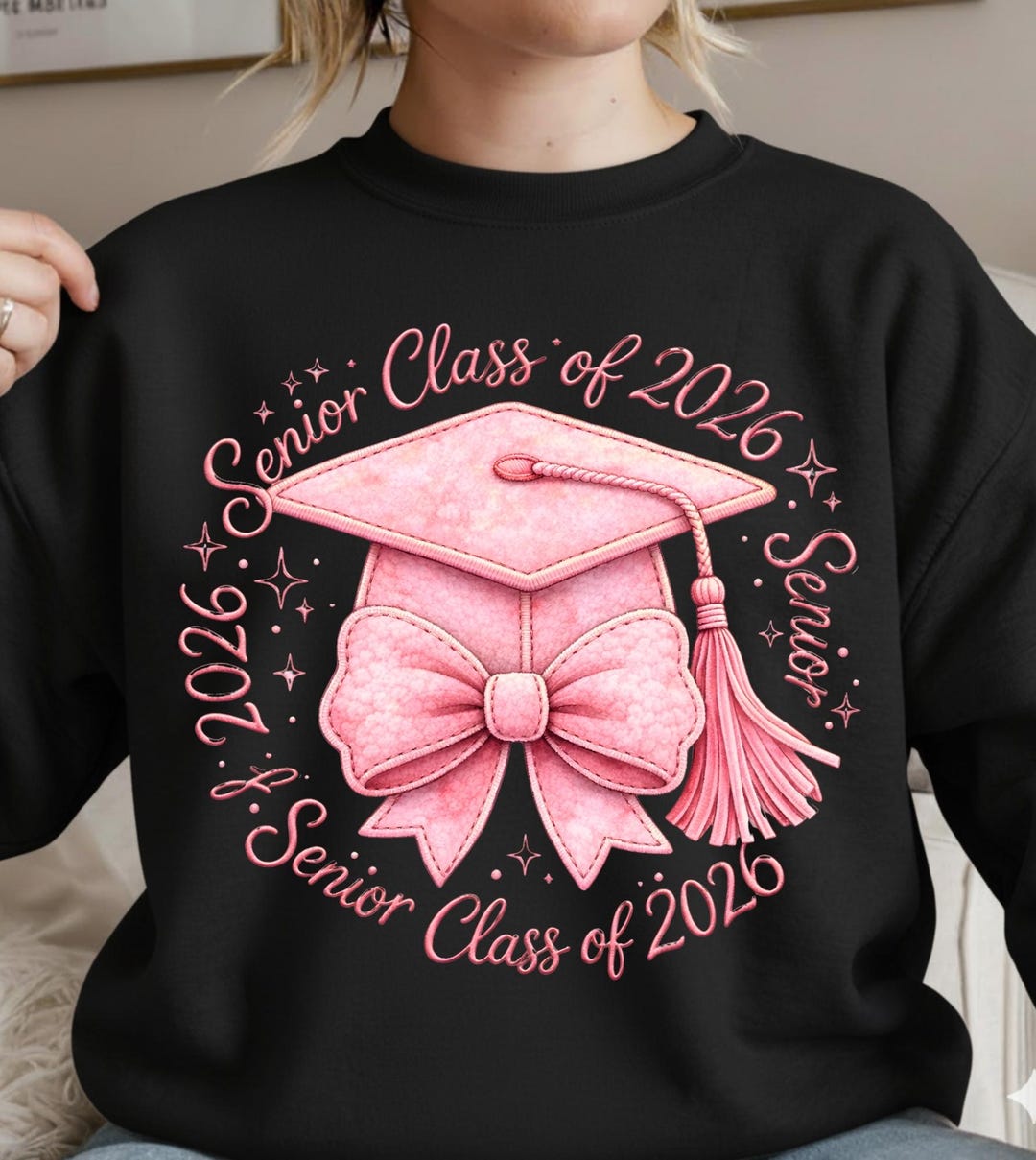 Senior 2026 PNG: Pink Coquette Bow Graduation Cap Class Png, Coquette ...