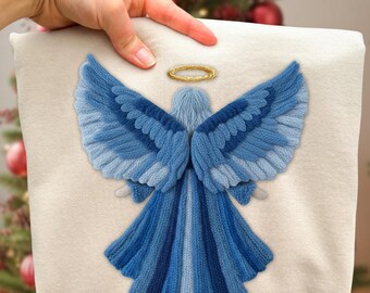 Trendy Latch Hook Holiday Design, Crochet Yarn Angel Christmas Png, Yarn Jesus Christmas Png Preppy Religious Christian Faith Based Xmas Png
