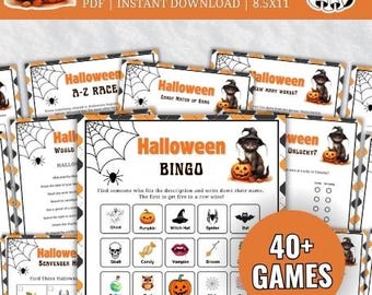 Halloween Games Bundle Printable, Halloween Party Ideas, Halloween Games for Kids Teens and Adults Halloween Activities Halloween Trivia