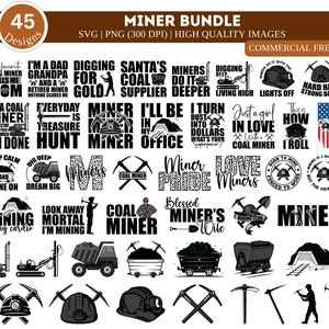 Bundle PNG in formato SVG minatore/mining Svg/miner Cricut/miner Png/ citazioni minatore/miner di carbone svg/miner Dad svg/clipart di estrazione del carbone