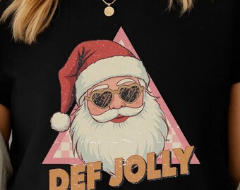 Def Jolly Png, Retro Santa Claus png, Funny Christmas Png, Christmas Santa png, Merry and Bright Png (Design Sublimation)