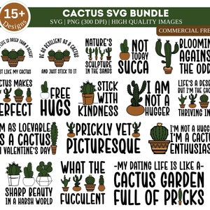Pacchetto SVG Cactus / Pacchetto PNG Cactus / Fiore di Cactus Svg / Cacuts Saying / Pacchetto Citazioni Cactus / Pacchetto SVG Snarky / Pacchetto Svg Cactus Divertente