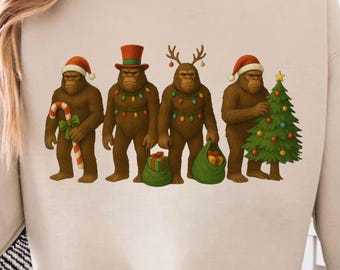Feliz Navidad Squatchmas PNG: Diseño navideño retro y divertido de Pie Grande (Descarga digital)