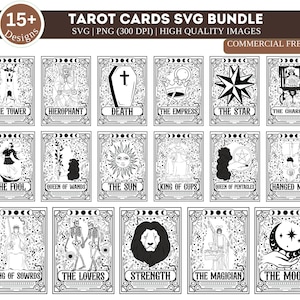 Pacchetto SVG di carte dei Tarocchi celesti / Tarocchi mistici Svg / Tarocchi della strega in formato SVG / Arcani maggiori in formato SVG / Sole in formato SVG / Carte magiche in formato Svg / I Tarocchi della Luna in formato Svg