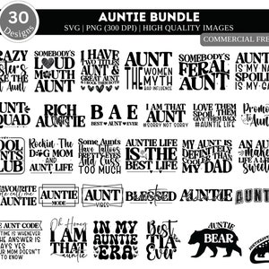 Ensemble SVG tante | Chemise de tante png| Tante universitaire png| Tante png| L'éclair de tante PNG | Tante rétro png| Pack Tante PNG | Cadeau tante