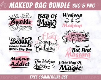Funny Makeup Bag SVG Bundle| Cosmetic Bag Sayings Bundle| Make Up Quotes Svg| Canvass Bag Svg| Zipper Pouch Svg| Beauty Quotes Svg| Lipstick
