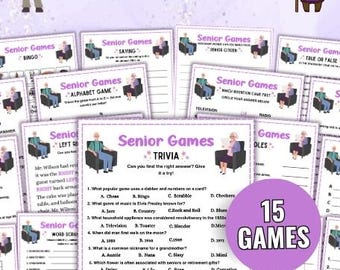 Senior Games Bundle Printable Senior Party Games Senior Riddles Brain Games for Seniors Trivia for Seniors Elderly Games Retirement Games
