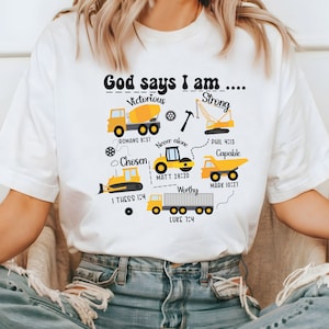Gott sagt, ich bin Jungen LKW SVG PNG | Christliches Kinder-Shirt | Biblisches Kleinkind-T-Stück Design| Jungen-Bau Clip Art| Bibel Vers Png | Jesus Liebe