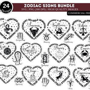 Zodiac Sign SVG PNG Bundle| Zodiac svg| Zodiac Sign png| Zodiac Printable Art| Zodiac Gift for Mom| Zodiac svg for Cricut| Laser Cut Files