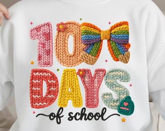 Hilo sintético 100 días de clases PNG, Lazo coqueto 100 días de clases Crochet PNG, Profesor 100 días de clases Png