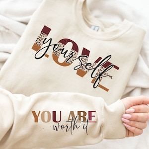 Ama te stesso SVG PNG/ Amore per te stesso Svg/ Affermazioni quotidiane positive Svg/ Boho motivazionale Svg/ Manica con stampa leopardata Png/ Sii te stesso Svg