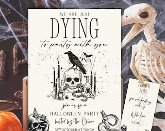 Dying Halloween party invitation, Vintage Halloween party Invitation, Editable Halloween Party Invite, Adults Halloween Costume party Invite