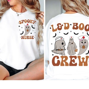 Krankenschwester Halloween SVG, kostenloses Mockup enthalten, Halloween L & D Krankenschwester, Boo Boo Crew, Arbeit und Lieferung Krankenschwester Shirt svg, LD Krankenschwester Herbst