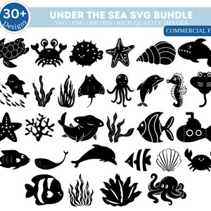 Può includere: Un set di oltre 30 file di taglio SVG in bianco e nero con creature marine, tra cui una tartaruga, un granchio, una stella marina, un cavalluccio marino, un polpo, un pesce e altro ancora. Questi file digitali sono perfetti per creare artigianato, decorazioni e molto altro.