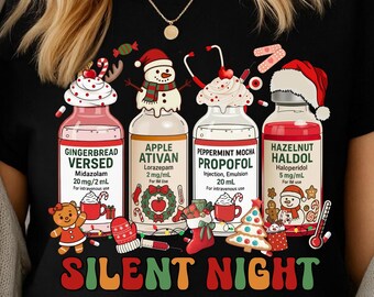 Silent Night Christmas Nurse PNG: Medical Christmas Shirt (Digital Download)