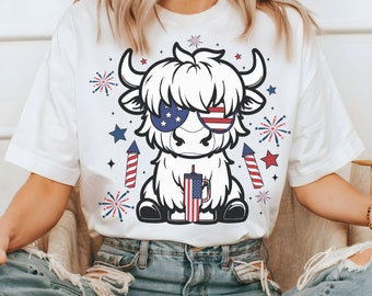4th July Heifer PNG| Retro Fourth of July Svg| Funny 4th Of July Svg| Cute Western Cow Png| Independence Day Sublimation