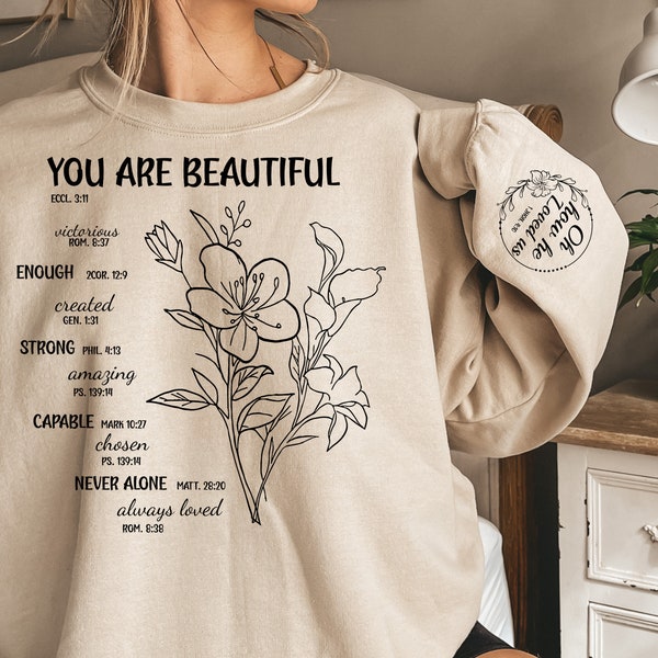 You Are Beautiful Worthy Capable Inspirational SVG| Bible Verse Svg| Boho Self Love Svg| Positive Words svg| God Svg| Mockup Included