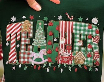 Merry Christmas Teacher png, Faux Yarn Christmas Teacher png, Christmas Faux Yarn Sublimation Shirt Design, Xmas Teacher Png