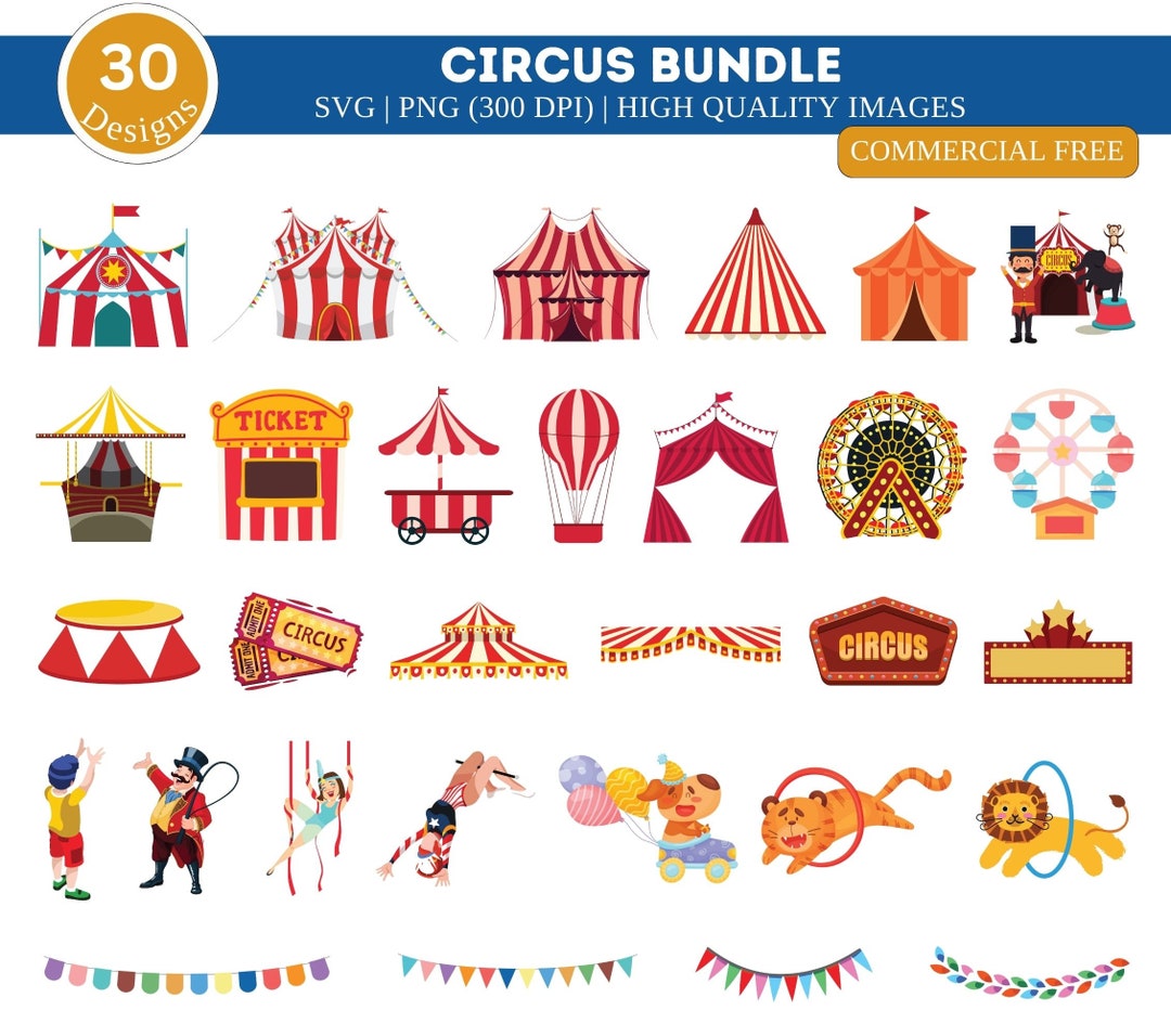 Circus SVG PNG Bundle| Circus Clipart| Circus Printable| Carnival Clip ...