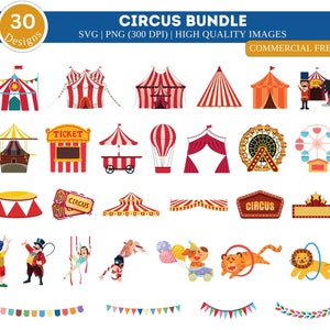 Circus SVG PNG Bundle| Circus Clipart| Circus Printable| Carnival Clip Art| Animals| Circus Tent Clipart| Circus set| Digital Circus Files